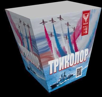 ТРИКОЛОР, веер, с треском внизу — Дневные салюты, арт. ССК 5125